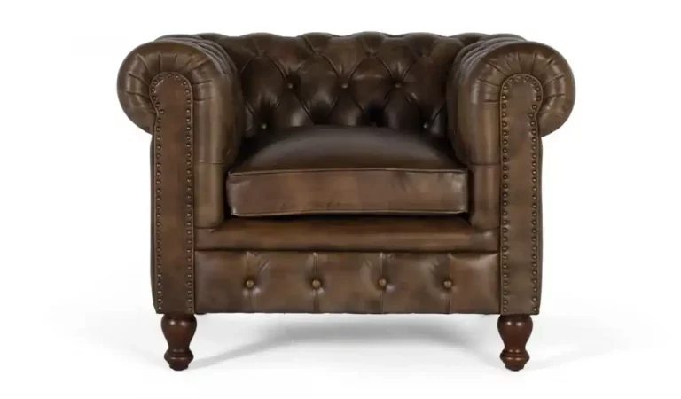 Sofá Chester Tapizado con Piel Marron 105x82x75 Cm - Giner y Colomer (3)
