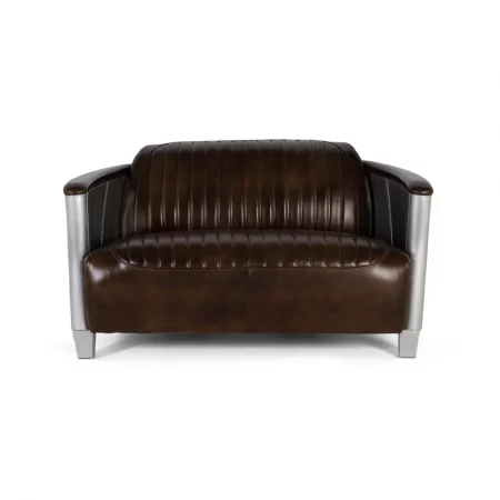 Sofa Piel Marron Aluminio 130x90x75 Cm - Giner y Colomer (2)