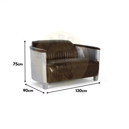 Sofa Piel Marron Aluminio 130x90x75 Cm - Giner y Colomer (4)