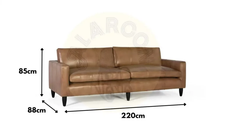 Sofá Tapizado con Piel Camel 220x88x85 Cm - Giner y Colomer (1)