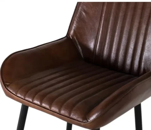 Taburete Alto de Piel Marrón con Respaldo Ergonómico y Estructura de Hierro Negra-MOVIL (5)