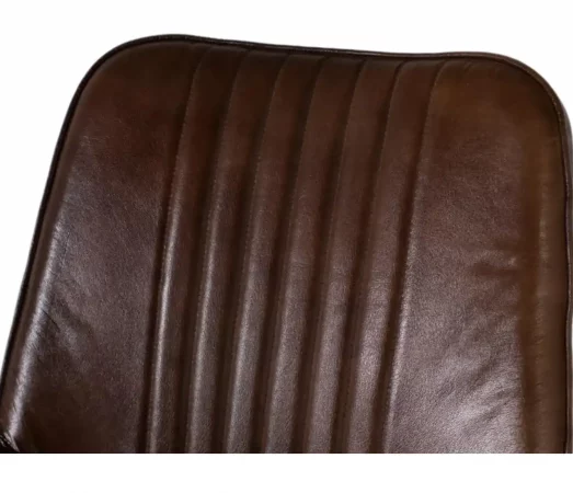 Taburete Alto de Piel Marrón con Respaldo Ergonómico y Estructura de Hierro Negra-MOVIL (7)