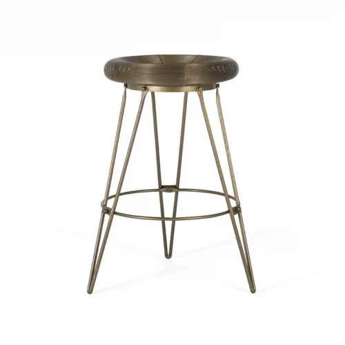 Taburete Bar Redondo Acabado en Metal Dorado 76x45 Cm - Giner y Colomer (1)