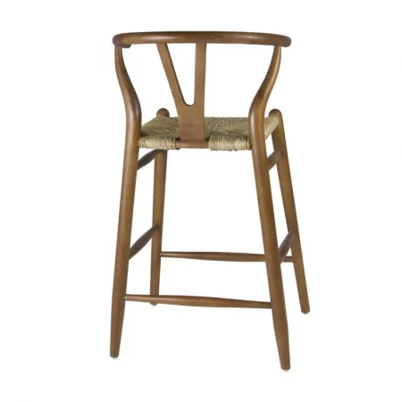 Taburete Bar en Madera de Mindi con Asiento Enea Color Marrón 50x45x97 Cm - Moycor (3)