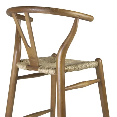 Taburete Bar en Madera de Mindi con Asiento Enea Color Marrón 50x45x97 Cm - Moycor (4)