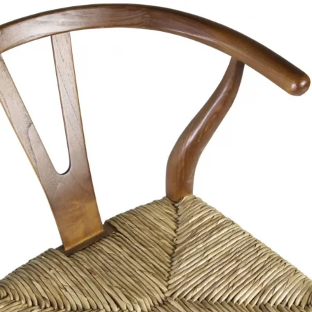 Taburete Bar en Madera de Mindi con Asiento Enea Color Marrón 50x45x97 Cm - Moycor (5)