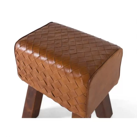 Taburete Rectangular Contemporáneo Tapizado en Piel Bovina y Base de Madera - Giner y Colomer (3)