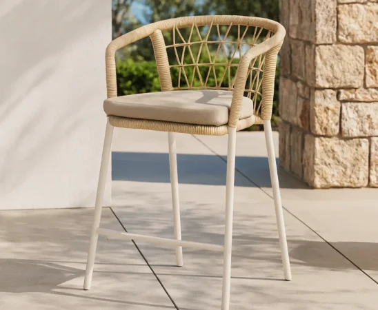 Taburete de Exterior Edwin BeigeBlanco 56x57x91 Cm – Somcasa (1)
