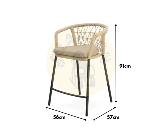 Taburete de Exterior Edwin BeigeNegro 56x57x91 Cm – Somcasa (2)