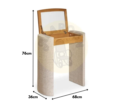 Tocador con Espejo MDF Poliester Poliuretano Natural 68x36x76 Cm - Imori (2)