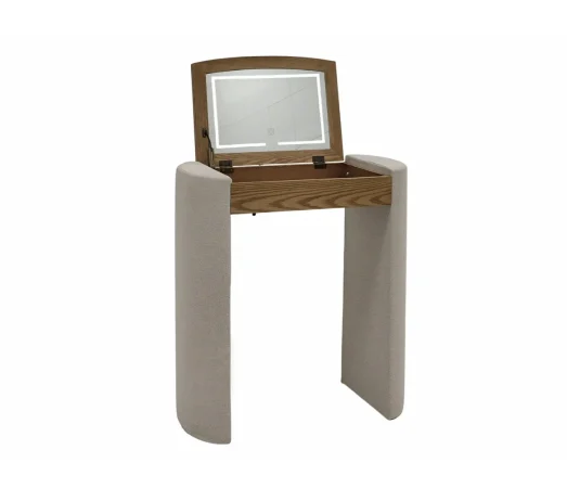 Tocador con Espejo MDF Poliester Poliuretano Natural 68x36x76 Cm - Imori (copia) (1)
