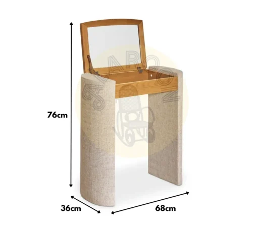 Tocador con Espejo MDF Poliester Poliuretano Natural 68x36x76 Cm - Imori (copia) (3)