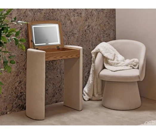 Tocador con Espejo MDF Poliester Poliuretano Natural 68x36x76 Cm - Imori (copia) (4)