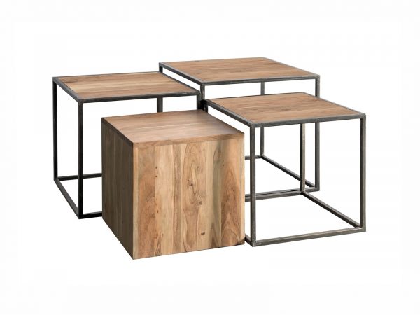 MESA AUX. MAD.RECICL./ACACIA/METAL TONO CLARO IMORI