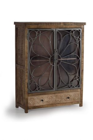 VITRINA 2 CAJONES Y 2 PUERTAS DE METAL FABRICADO EN MADERA DE MANGO