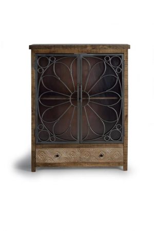 VITRINA 2 CAJONES Y 2 PUERTAS DE METAL FABRICADO EN MADERA DE MANGO2