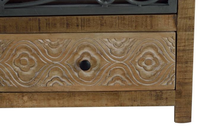 VITRINA 2 CAJONES Y 2 PUERTAS DE METAL FABRICADO EN MADERA DE MANGO3