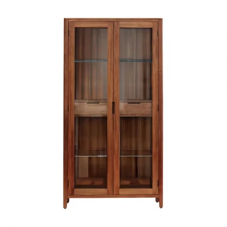 Vitrina 2 Cajones 2 Puertas Madera Caoba Coleccion Oporto 100x40x190 Cm - Moycor (1)