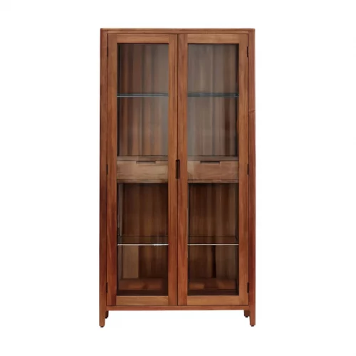 Vitrina 2 Cajones 2 Puertas Madera Caoba Coleccion Oporto 100x40x190 Cm - Moycor (1)