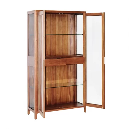 Vitrina 2 Cajones 2 Puertas Madera Caoba Coleccion Oporto 100x40x190 Cm - Moycor (5)
