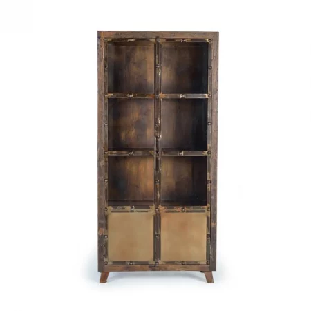 Vitrina 2 Puertas Madera Traviesa Ferrocarril Recuperada Colección Sunderland 90x40x190 Cm - Giner y Colomer (4)