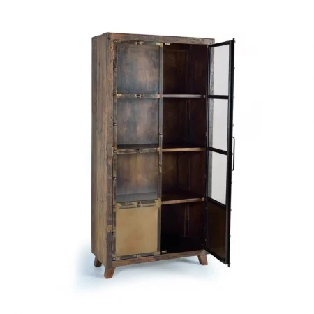 Vitrina 2 Puertas Madera Traviesa Ferrocarril Recuperada Colección Sunderland 90x40x190 Cm - Giner y Colomer (5)