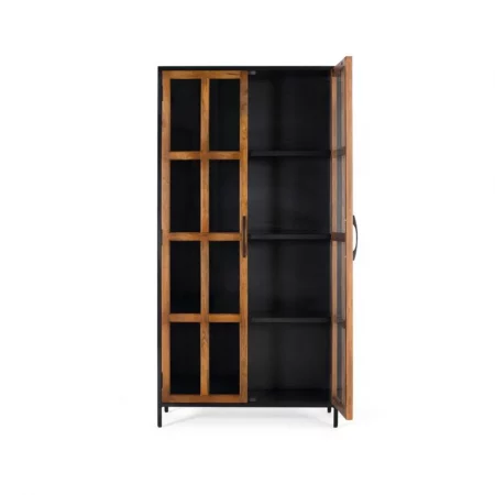 Vitrina 2 puertas con Estructura de Metal y Puertas en Madera de Mango Colección Berhampur 90x40x180 Cm - Giner y Colomer (3)