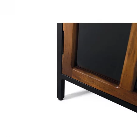 Vitrina 2 puertas con Estructura de Metal y Puertas en Madera de Mango Colección Berhampur 90x40x180 Cm - Giner y Colomer (4)