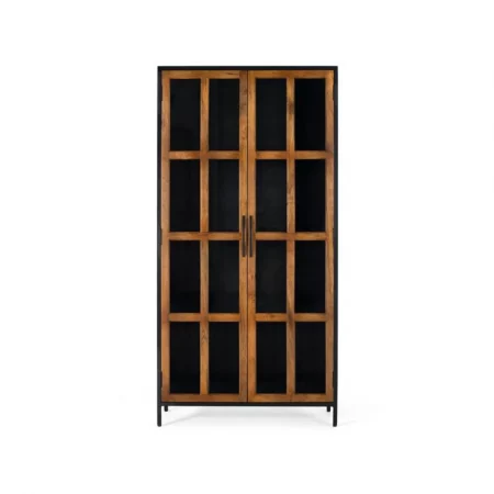 Vitrina 2 puertas con Estructura de Metal y Puertas en Madera de Mango Colección Berhampur 90x40x180 Cm - Giner y Colomer (6)