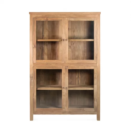 Vitrina 4 Puertas Madera Teca 116x41x182 Cm - Moycor (1)