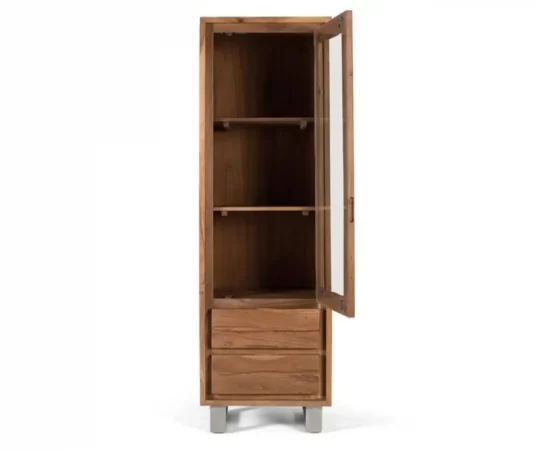 Vitrina Alta de Madera Maciza con Puerta de Vidrio y Cajones-PC (7)