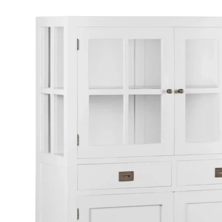 Vitrina Blanca 2 Cajones + 4 Puertas + 2 Estantes Madera Mindi Colección Everest 110x40x145 Cm - Moycor (2)