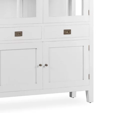 Vitrina Blanca 2 Cajones + 4 Puertas + 2 Estantes Madera Mindi Colección Everest 110x40x145 Cm - Moycor (3)