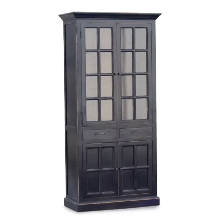 Vitrina Cordoba Gris Oscuro de Madera de Pino 2 Cajones 2 Puertas 2 Puertas con Cristales - Moycor (1)