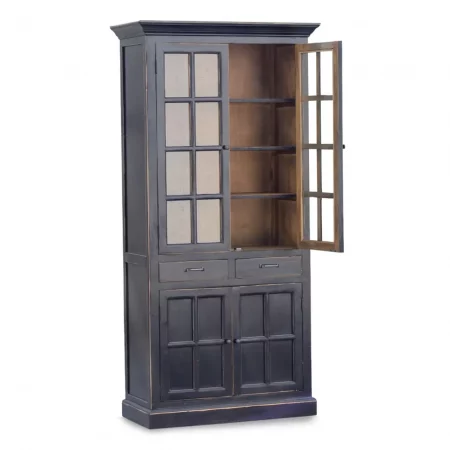 Vitrina Cordoba Gris Oscuro de Madera de Pino 2 Cajones 2 Puertas 2 Puertas con Cristales - Moycor (2)