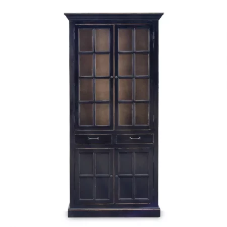 Vitrina Cordoba Gris Oscuro de Madera de Pino 2 Cajones 2 Puertas 2 Puertas con Cristales - Moycor (3)