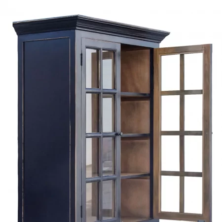 Vitrina Cordoba Gris Oscuro de Madera de Pino 2 Cajones 2 Puertas 2 Puertas con Cristales - Moycor (4)