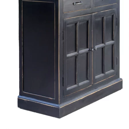 Vitrina Cordoba Gris Oscuro de Madera de Pino 2 Cajones 2 Puertas 2 Puertas con Cristales - Moycor (5)
