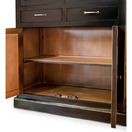 Vitrina Cordoba Gris Oscuro de Madera de Pino 2 Cajones 2 Puertas 2 Puertas con Cristales - Moycor (8)