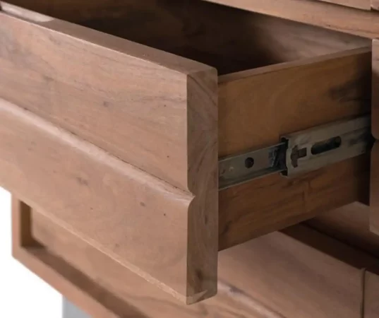 Vitrina Madera Acacia Maciza con Estantes y Cajones – 120x45x190 cm-MOVIL (3)