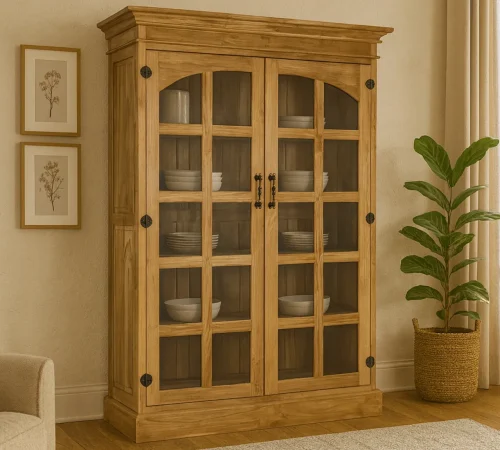 Vitrina Madera Maciza de Teca 130x45x180 Cm - Giner y Colomer (2)