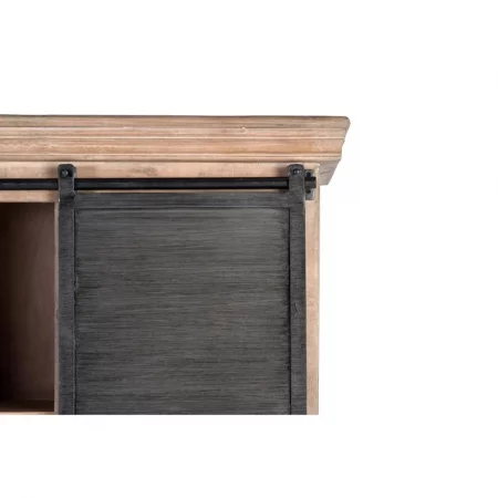 Vitrina Madera Mango 4 Cajones + 1 Puerta Corredera Colección Industrial 90x40x180 Cm - Giner y Colomer (2)