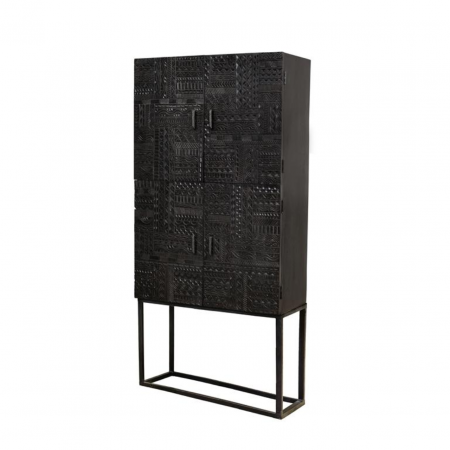 Vitrina Madera Mango 4 Puertas Color Wengué Base Metal Colección Jeroglífico 90x40x176 Cm - Giner y Colomer (4)