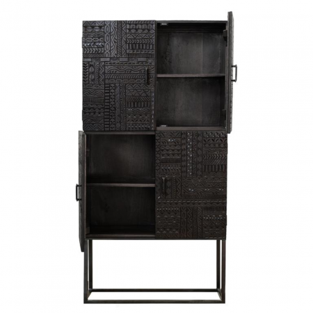 Vitrina Madera Mango 4 Puertas Color Wengué Base Metal Colección Jeroglífico 90x40x176 Cm - Giner y Colomer (5)