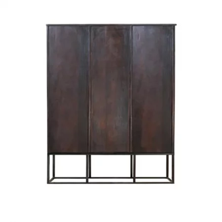 Vitrina Madera Mango Tallada Wengué 3 Puertas Patas Metal Colección Jeroglífico 120x40x135 Cm - Giner y Colomer (4)