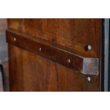 Vitrina Madera Mango tallado Wengué Patas Metal 4 Puertas Colección Jeroglífico 180x40x160 Cm - Giner y Colomer (4)