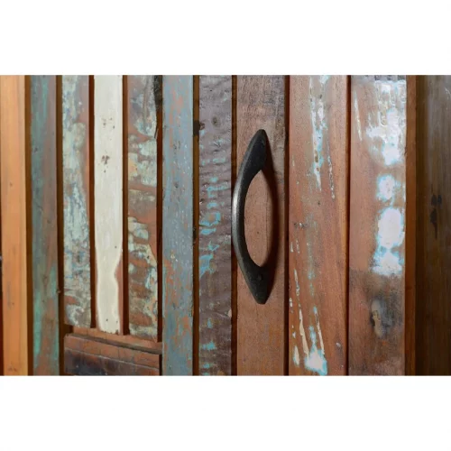 Vitrina Madera Reciclada 3 Puertas + 1 Cajón Patas Metal 90x38x140 Cm - Giner y Colomer (1)
