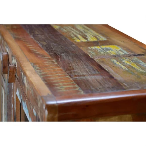 Vitrina Madera Reciclada 3 Puertas + 1 Cajón Patas Metal 90x38x140 Cm - Giner y Colomer (8)
