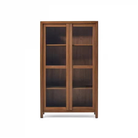 Vitrina Sashi de madera maciza de teca 110 x 185 cm-1