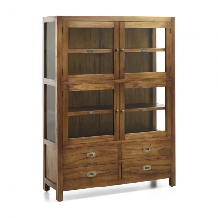 Vitrina Star 4 Cajones 4 Puertas 2 Estantes de Madera de Mindi - Moycor (1)